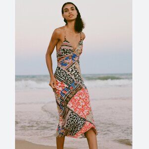 Zara Patchwork Print Midi Dress NWT Size Small